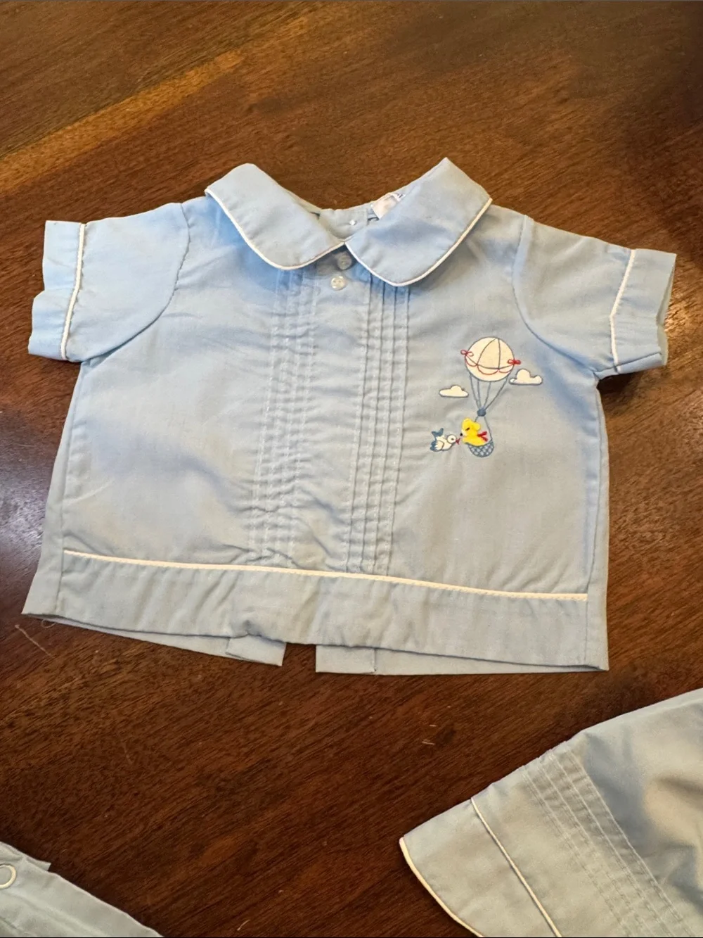 Vintage 3 piece Baby Boys Light Blue Three-Piece Outfit with Hat